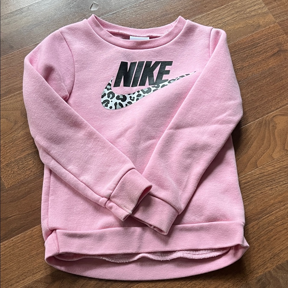 Nike Kids Pink Sweatshirt with Leopard Logo